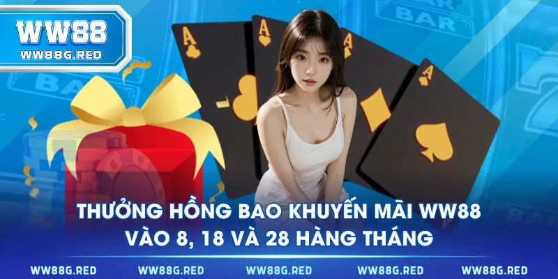 Thưởng hồng bao khuyến mãi WW88 vào 8, 18 và 28 hàng tháng
